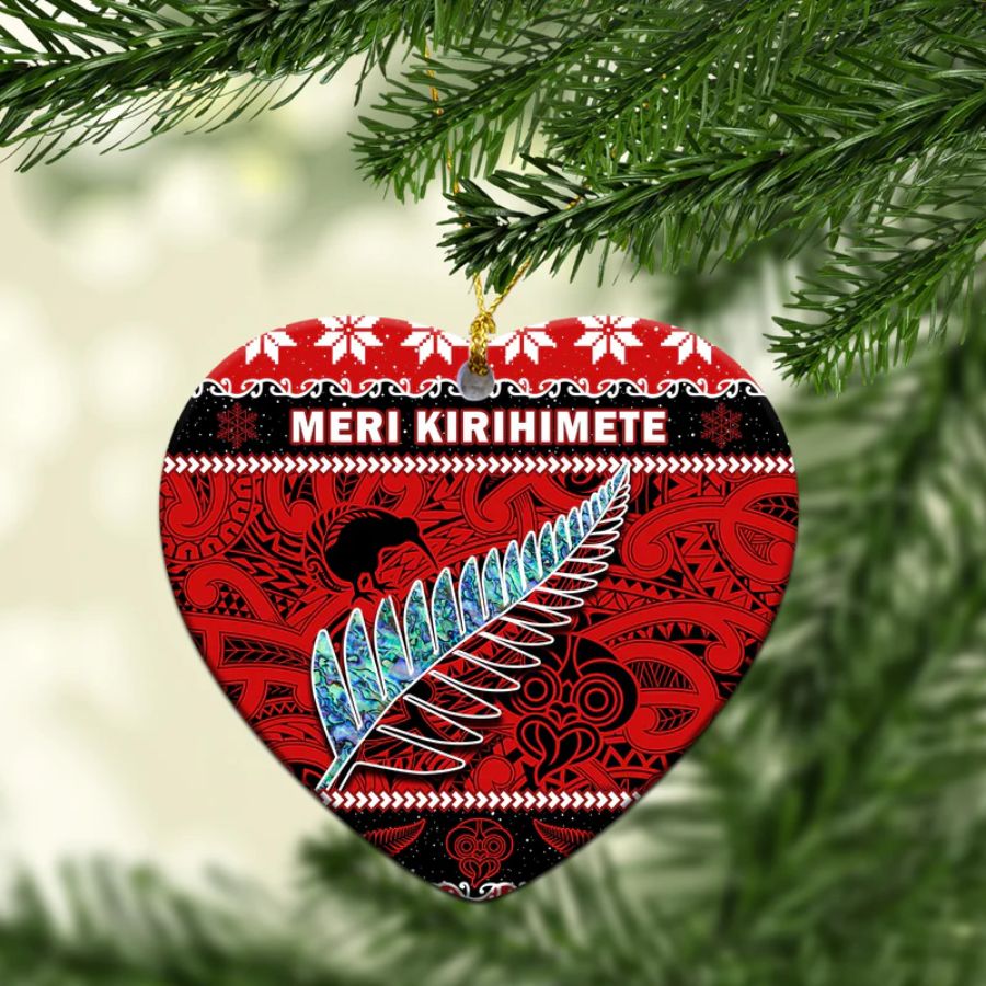 New Zealand Christmas Ornaments Paua Shell Silver Fern Meri Kirihimete